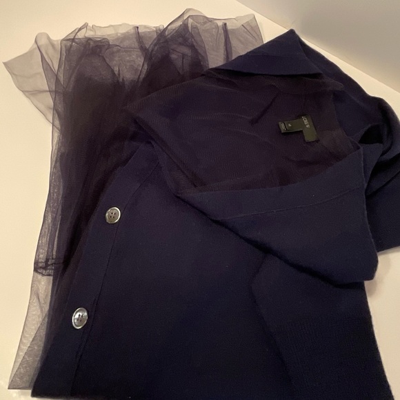 JCREW CARDIGAN w/TULLE TRIM SZ XSMALL - Picture 6 of 7